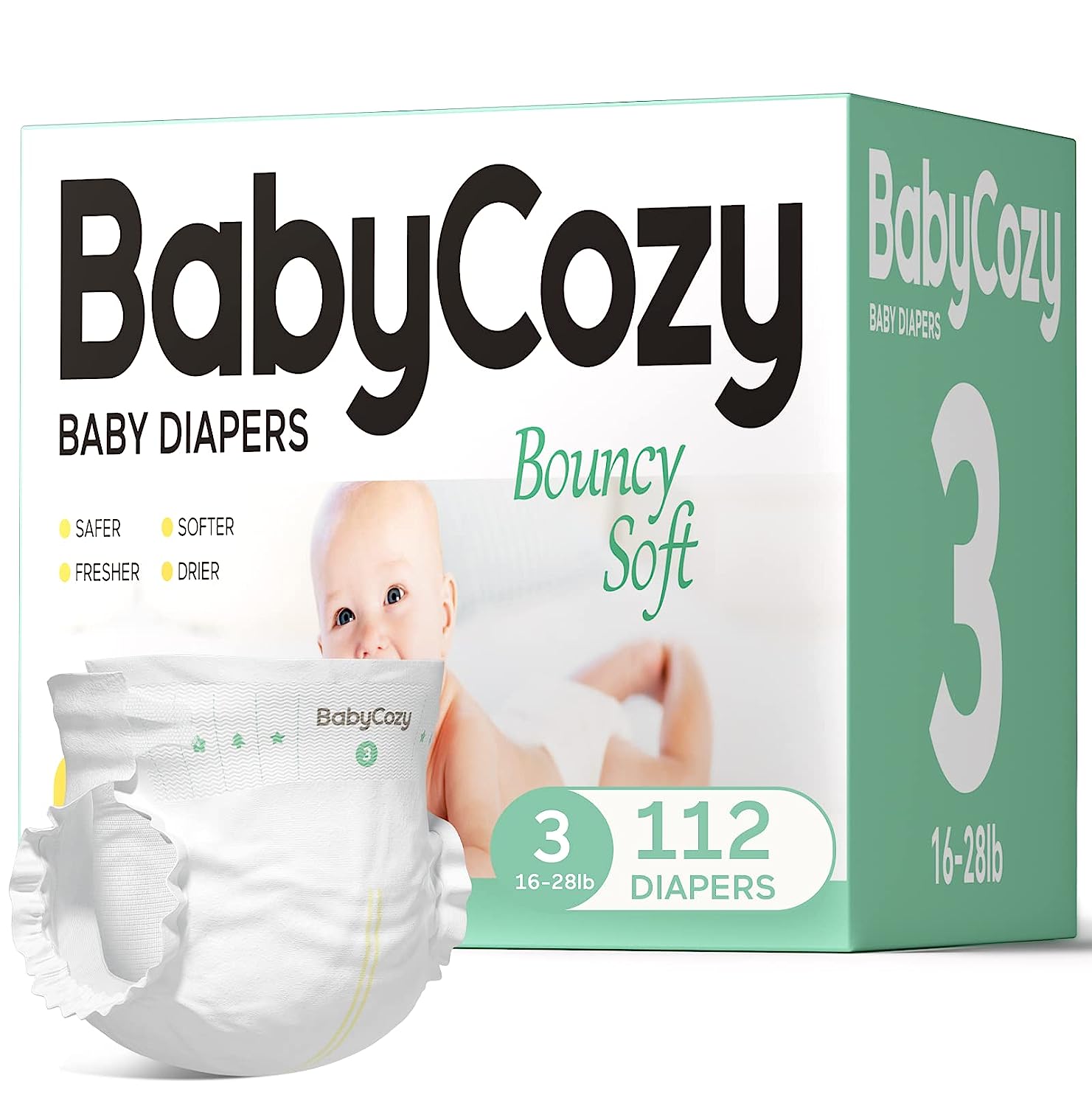 251102114409423_1 Baby Diapers Size 4(22~37lb),56 Count Babycozy Bouncy Soft Diapers Dry Disposable, 10s Strong Absorption Diapers with Leak Proof System, Hypoallergenic Diapers to Protect Sensitive Baby Skin - Image 1